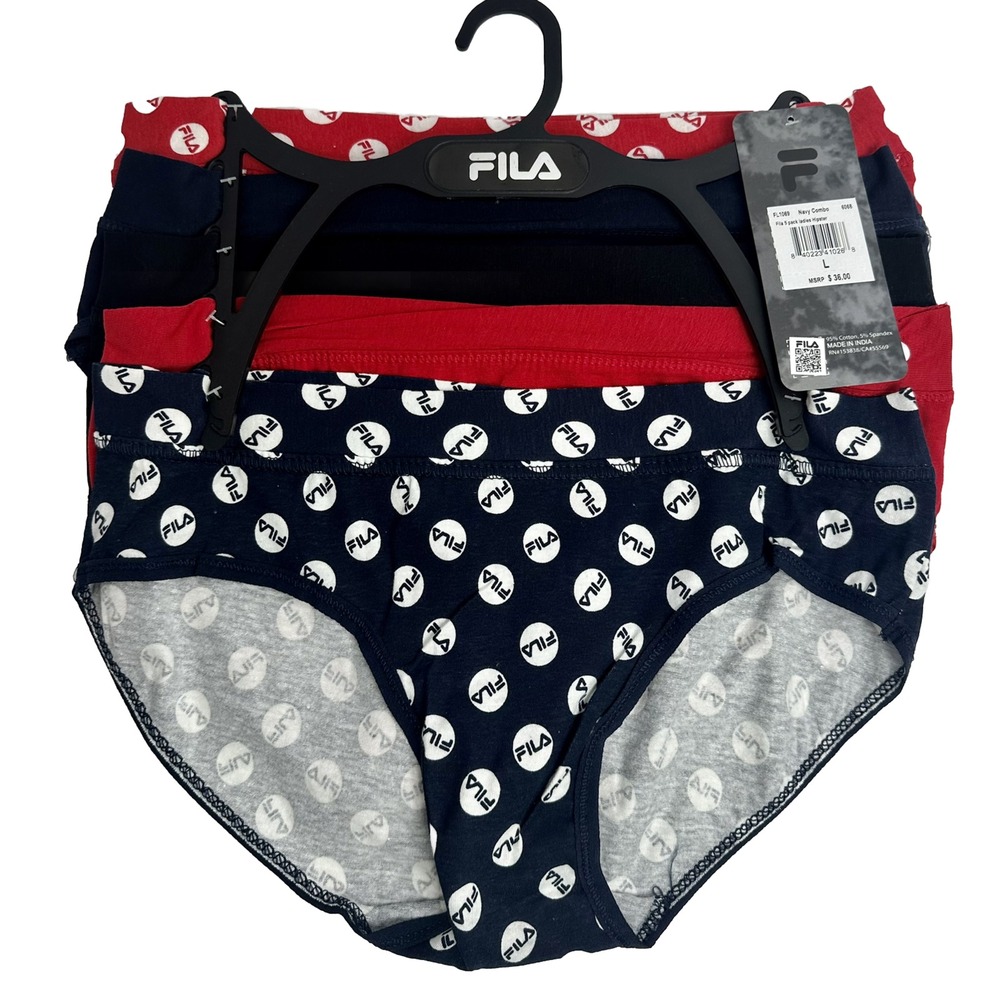 Fila Women's‎ Navy Combo 5 Pack Ladies Hípster Underwear Size L NWT
